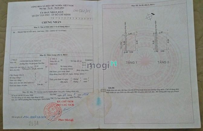Hình ảnh Bán nhà quận Tân Phú chính chủ