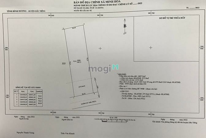 Hình ảnh Bán đất MTDT749B, Minh Hòa, Dầu Tiếng, DT20x70, SHR, giá 230Tr/m ngang