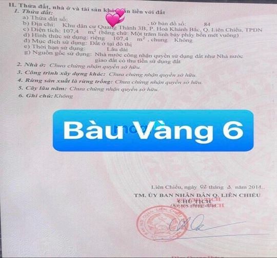 Hình ảnh Bán đất 2 mặt tiền Bàu Vàng 6 giao đường 10m5, Hoà Khánh Bắc