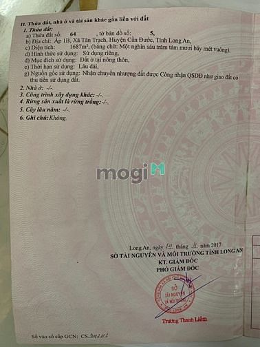 Hình ảnh Bán gấp 1687m2 thổ cư đường công cộng 1,2m. Xã Tân Trạch Cần Đước SHR.