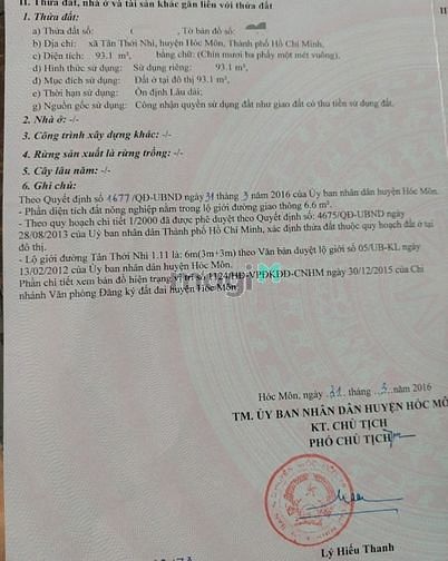Hình ảnh Bán Đất Sổ Hồng Riêng Đường Tân Thới Nhì 1 Hóc Môn