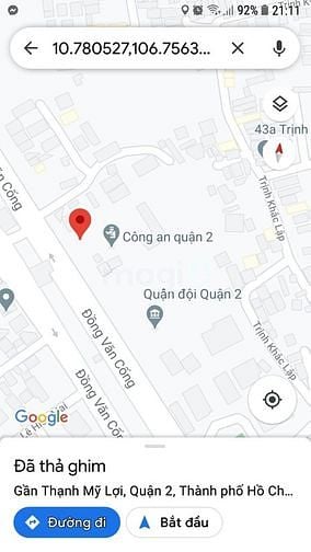 Hình ảnh Bán đất mặt tiền Đường Đồng Văn Cống, Q2. Dt 5x25. Sổ đỏ. Giá 210tr/m