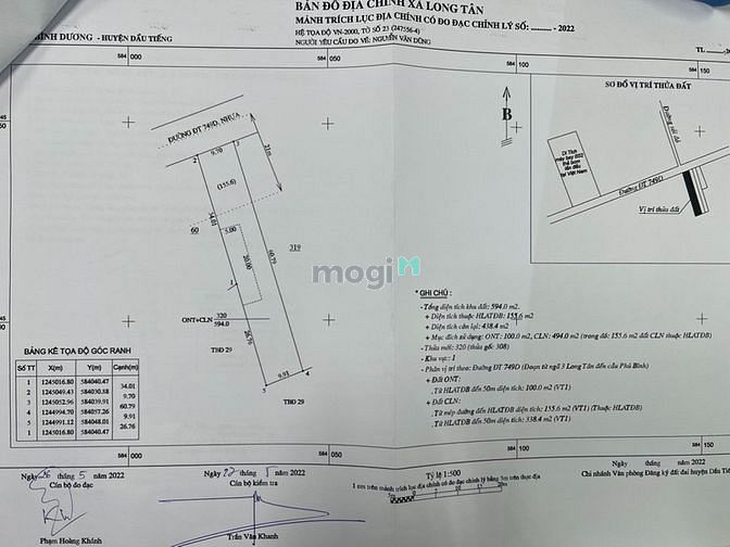 Hình ảnh Bán đất MT DT749D, Long Tân, Dầu Tiếng, DT9.7x60, TC100m2, SHR, 3,6 tỷ