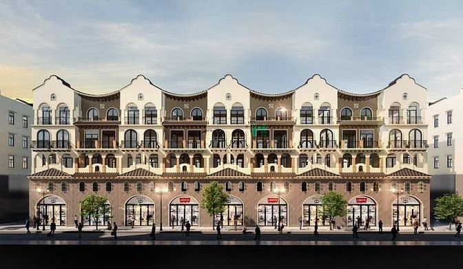 Hình ảnh Shophouse ngay khu quảng trường trong dự án Merryland Quy Nhơn.