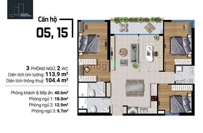 Hình ảnh Cho Thuê Gấp Căn 3PN Góc View Sông Thoáng 14Tr Nhà Mới 100%
