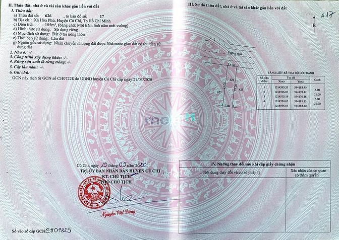 Hình ảnh Bán đất Củ Chi thổ cư 100% DT  5*22m, chỉ 20 triệu/m2.