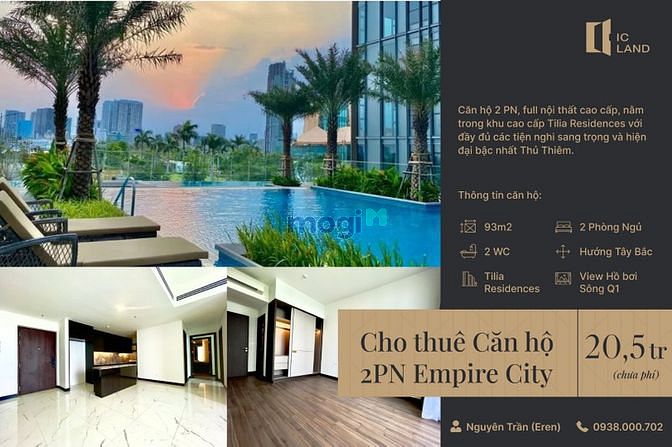 Hình ảnh 🤝 Cho thuê: 2PN Empire City –Full Nội thất Thiết kế Giá hời