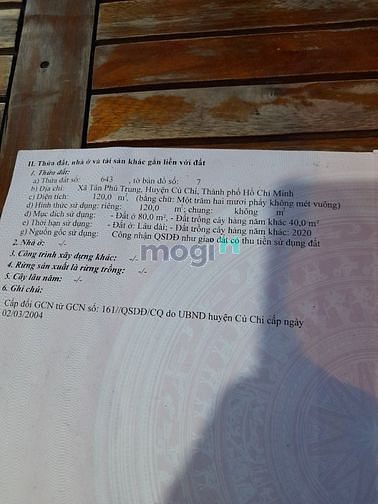 Hình ảnh Bán lô đất thủ cư Huyện Củ Chi