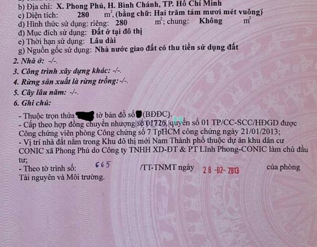 Hình ảnh Bán lô đất biệt thự 2 mặt tiền 280m2 thuộc khu dân cư Conic. SHR