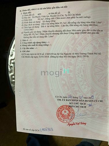 Hình ảnh Lô Đất vàng đường TL2 Phước Vĩnh An Củ Chi 95m2