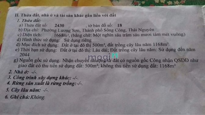 Hình ảnh Bán đất rộng phường Lương Sơn Sông công