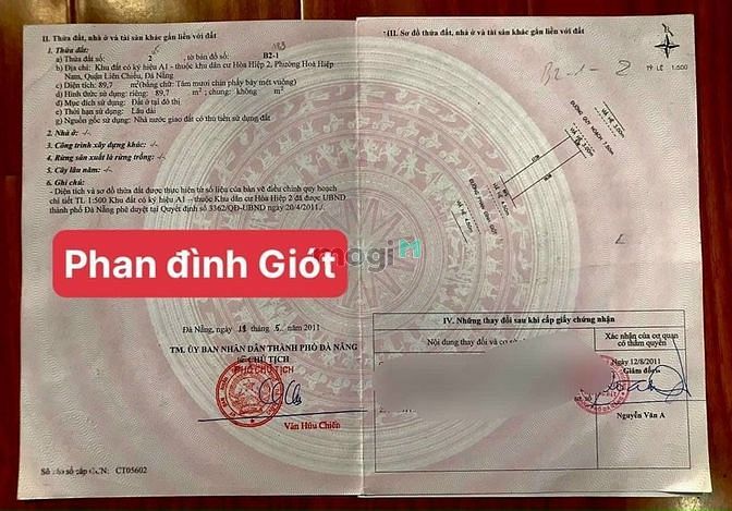 Hình ảnh bán đất 2 mặt tiền trước sau phan đình giót hòa hiệp nam đường 7m5