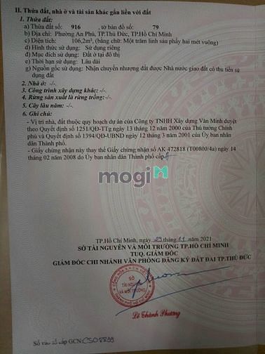 Hình ảnh Đất MT Đường Số 52-KDC Văn Minh, Quận 2: 6x18m; XD Hầm 4 tầng