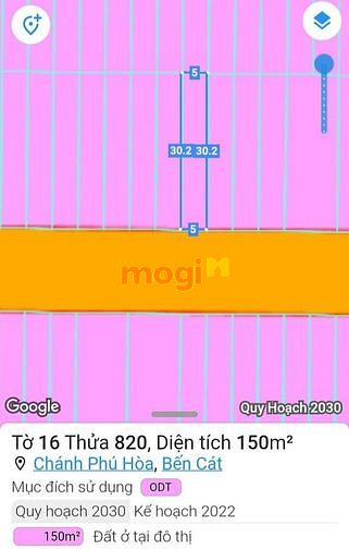 Hình ảnh Bán đất MT bê tông, C.P.Hòa, Bến Cát, DT:5x30, TC100m2, SHR, 1,950 tỷ