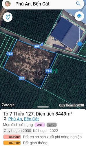 Hình ảnh Bán đất 2MT, Phú An, Bến Cát, DT:102x76, TC600m2,  SHR, giá 36,5 tỷ