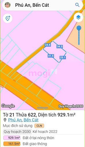 Hình ảnh Bán đất MT DX609, Phú An, Bến Cát, DT:24x37, TC200m2, SHR, 6,240 tỷ