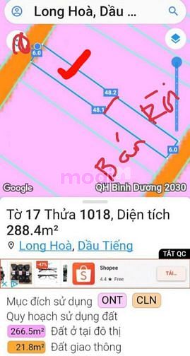 Hình ảnh Bán đất Chợ Long Hòa, Dầu Tiếng, DT:6x24, TC100m2, SHR, 1,250 tỷ