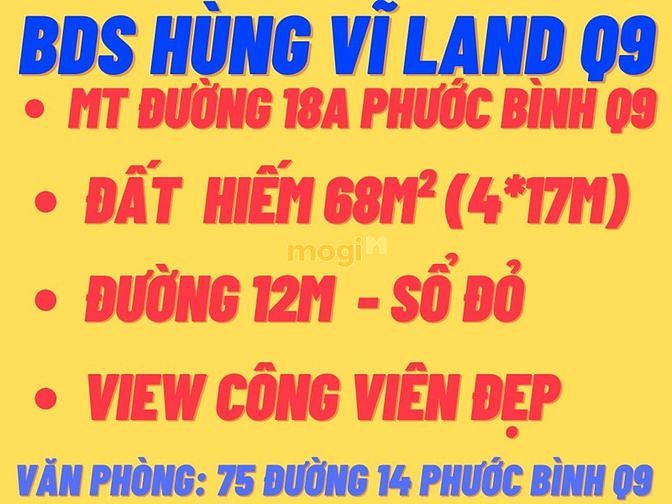 Hình ảnh BDS Hùng Vĩ Land [NC] 7,7 tỷ lô MT Kinh Doanh 18A Phước Bình 68 m²