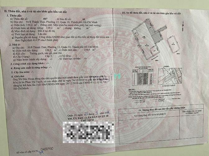 Hình ảnh Tôi bán GẤP Đất có nhà cấp Bốn, 2 hẻm Thành Thái & 3/2 Quận 10 (Sổ Đỏ)