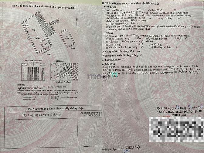 Hình ảnh Tôi bán GẤP Đất có nhà cấp Bốn, 2 hẻm Thành Thái & 3/2 Quận 10 (Sổ Đỏ)