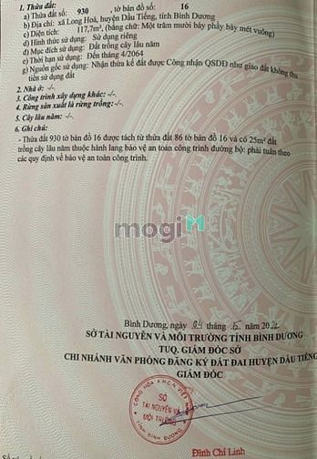 Hình ảnh Bán đất Long Hòa, Dầu Tiếng, DT:5x23, SHR, giá chỉ 670 triệu