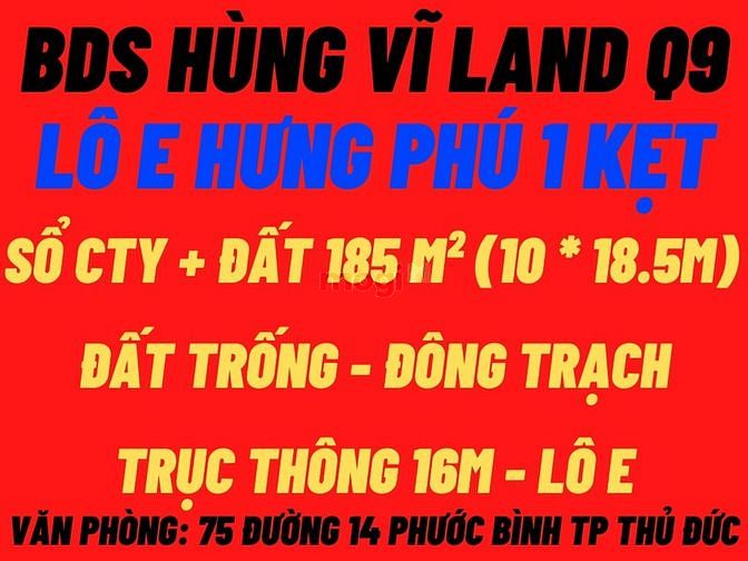 Hình ảnh BDS Hùng Vĩ Land [NC] Gía 11.1 tỉ ~ 60 tr/m². Lô E + G(10x18.5m)