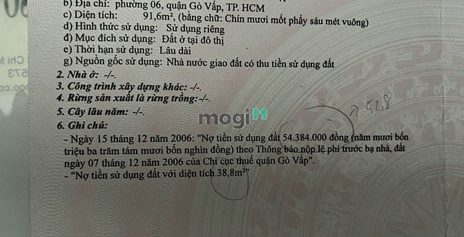 Hình ảnh Đất Dương Quảng Hàm p6, Gò Vấp, 5x20m, hẻm 6m