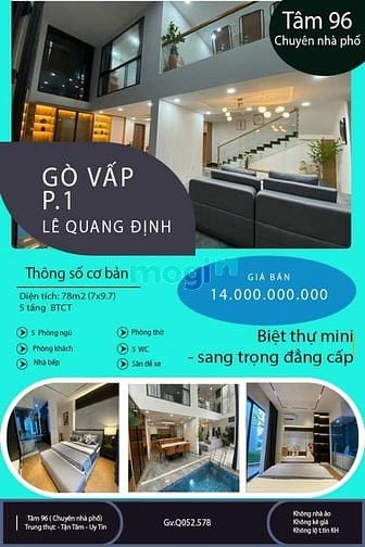 Hình ảnh Gò Vấp, P1, Lê Quang Định, Biệt thự mini, 5 tầng , 14 tỷ