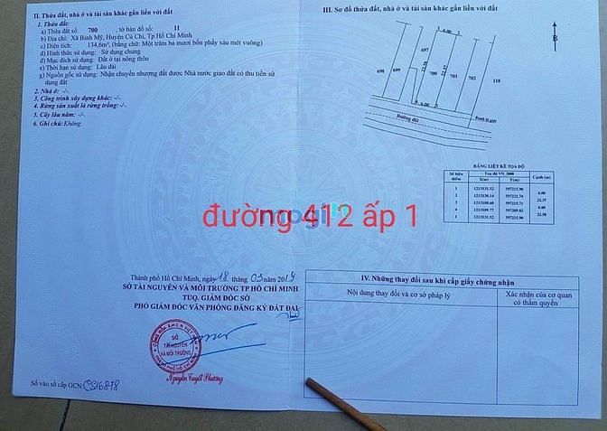 Hình ảnh Bán lô đất 2mặt tiền, sát chợ Bình Mỹ, Củ Chi, 134m2, sổ riêng, 2tỷ650