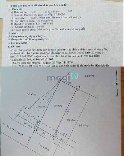Hình ảnh Gò Vấp, Phan Huy Ích, Bán đất hẻm 6m, KV 5x13.5m 67m2, chỉ 5.9 tỷ