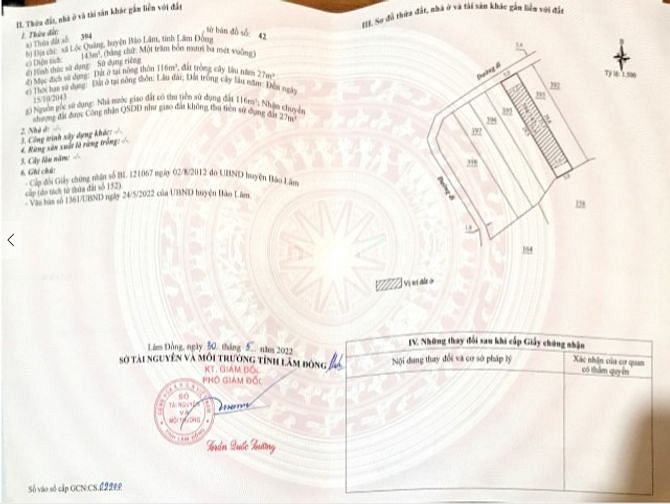 Hình ảnh Bán đất MT đường Lạc Long Quân Lộc Quảng 150m2 970tr thổ cư