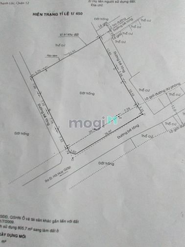 Hình ảnh Bán đất Thạnh Lộc Q12 920m 3 mặt tiền giá đtư 28ty