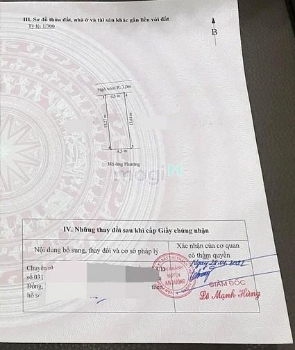 Hình ảnh Cần bán đất Thôn 4, Bắc Sơn, An Dương. 890 tr, 60m2,MT4,5 m,đg3m.