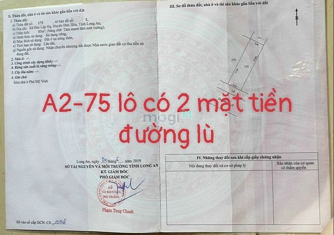 Hình ảnh Cần bán gấp lô đất nền 2 mặt tiền, giáp Củ chi sổ sẳn