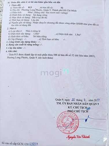 Hình ảnh Chính chủ cần cần bán lô đất thuộc phường Long  Phước, Quận 9