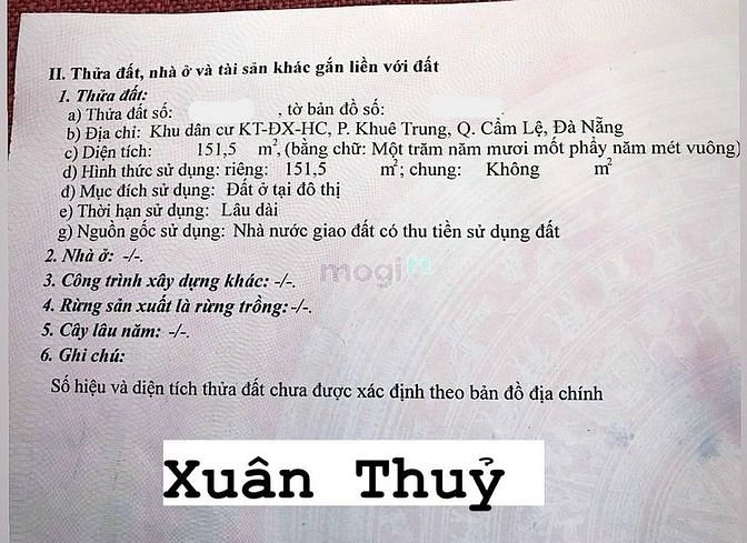 Hình ảnh bán lô đất mặt tiền xuân thủy khuê trung cẩm lệ