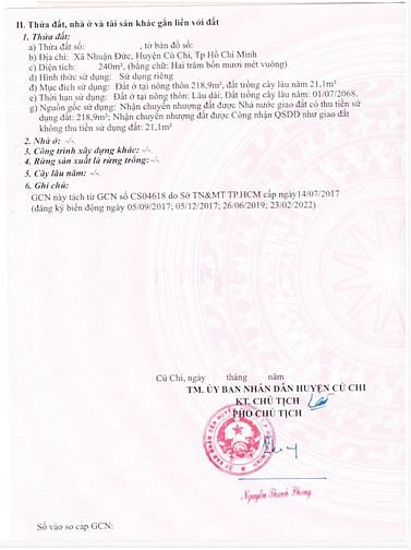Hình ảnh Đất đường bà thiên - 240m2 - 5x48 - 219m2 thổ cư - xã nhuận đức - củ