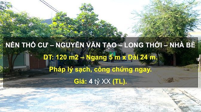 Hình ảnh ĐẤT NỀN THỔ CƯ - Nguyễn Văn Tạo - Long Thới - Nhà Bè