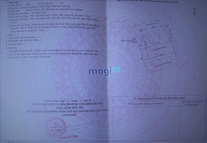 Hình ảnh - Bán lô đất đường DH704- Định An-Dầu Tiếng-DT632m2.