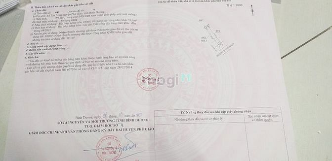 Hình ảnh Bán lô đất mặt tiền DH516 xã Tân Long Phú Giáo