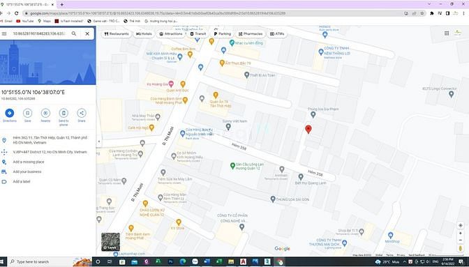 Hình ảnh Bán đất hẻm 256 (hẻm số cũ 358) đường Dương Thị Mười, P. Tân Thới Hiệp