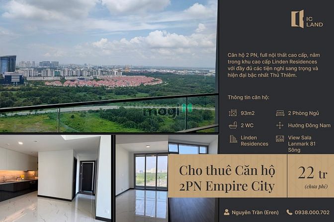 Hình ảnh Cho Thuê 2PN Empire City Giá Tốt 21tr