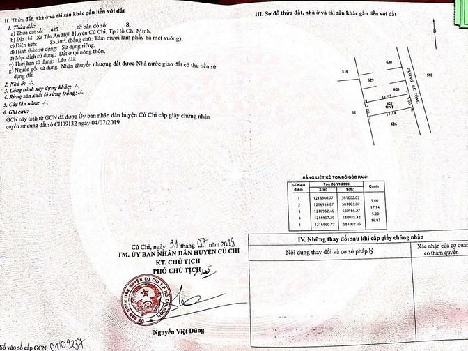 Hình ảnh Đất thổ Củ Chi SR đường Nguyễn Thị Rành, Phú Hòa Đông,CỦ Chi giá 2t2
