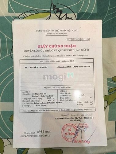 Hình ảnh Nhà hẻm 6m Phạm văn Hai, Tân Bình, 133m2, 3 tầng nở hậu