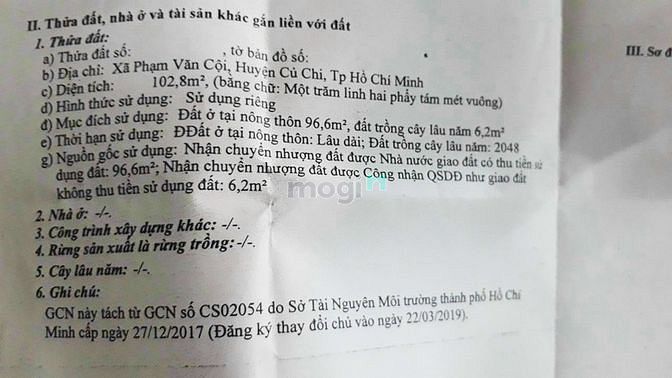 Hình ảnh Bán đất đường số 500 - 102m2 - 7x14 - 96m2 thổ cư - xã Phạm Văn Cội
