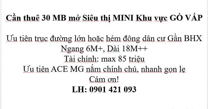 Hình ảnh Chuỗi siêu thị cần thuê MB quận Gò Vấp