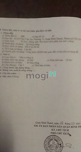 Hình ảnh Bán nhà hẻm Chu Văn An P12 Bình Thạnh