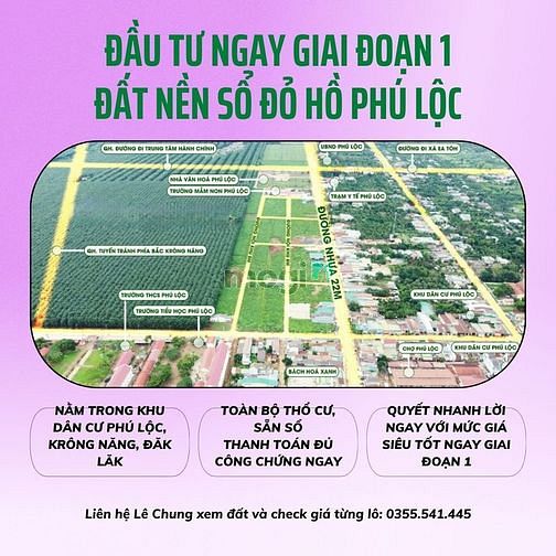 Hình ảnh Bán đất sát chợ Phú Lộc - Krong Năng - Đắk Lắk, Sổ sẵn công chứng ngay