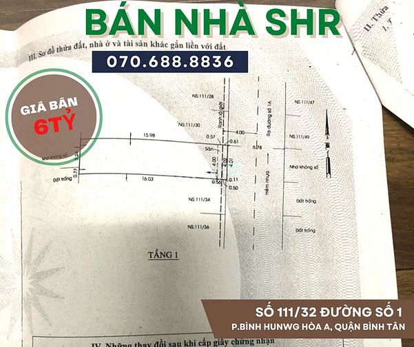 Hình ảnh Bán nhà (4m x 17m) Gác Lửng, SHR, đường số 1, cách chợ Bình Long 300m