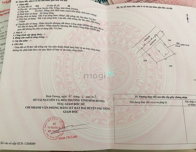 Hình ảnh đất Long hòa -dầu tiếng diện tích 414M2-GIÁ 1TY150TR có thổ cư